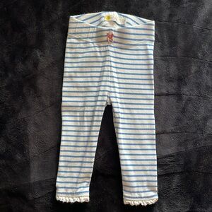 Baby Boden Ribbed Lace Leggings Soft Blue / Ivory 6-9M